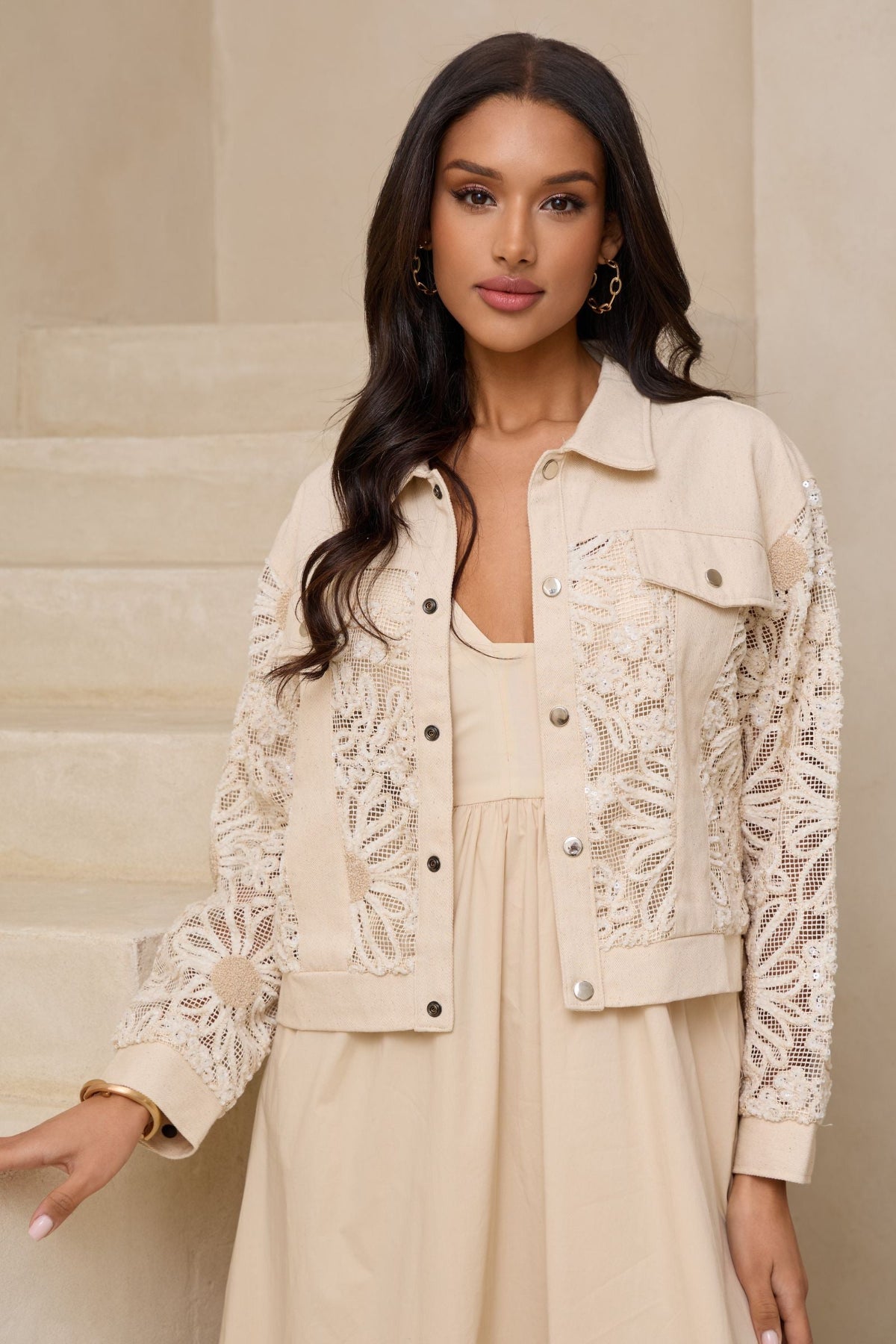 Denim Sequin Soft Lace Jacket – SAACHI