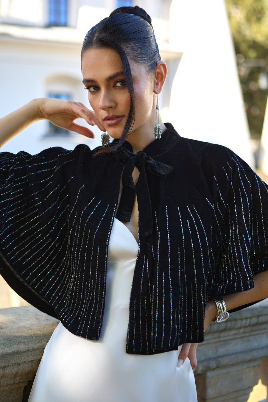 Velvet Crush Sequin Capelet | SAACHI