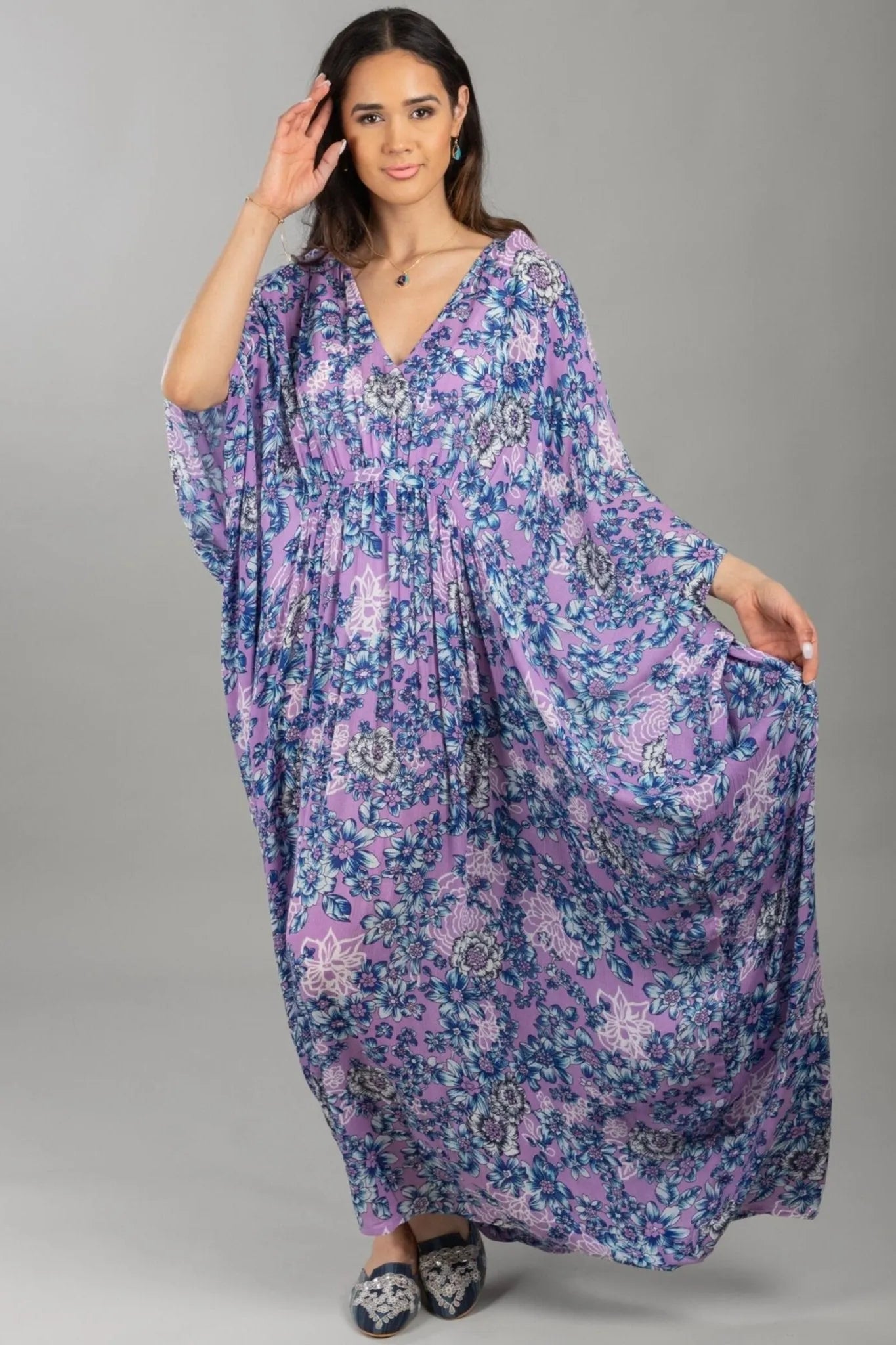 chinese dress ladies Floral Kaftan Maxi Dress – SAACHI