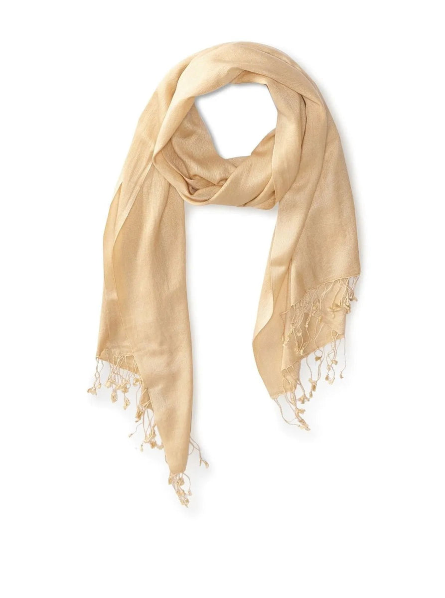 Fringed Cashmere Silk Scarf In Fig