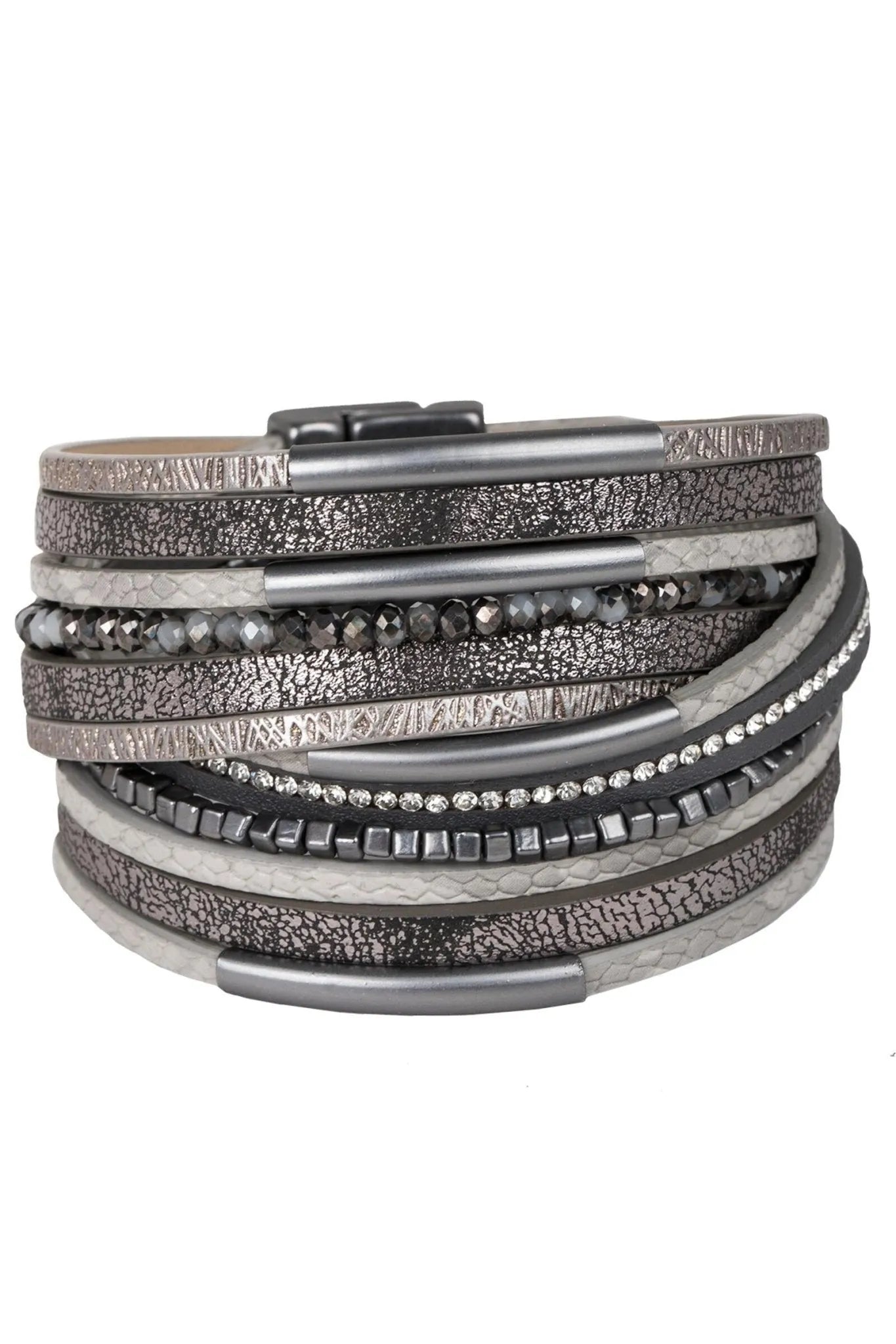 Glimmer Leather Bracelet - SAACHI - Dark Gray - Bracelet
