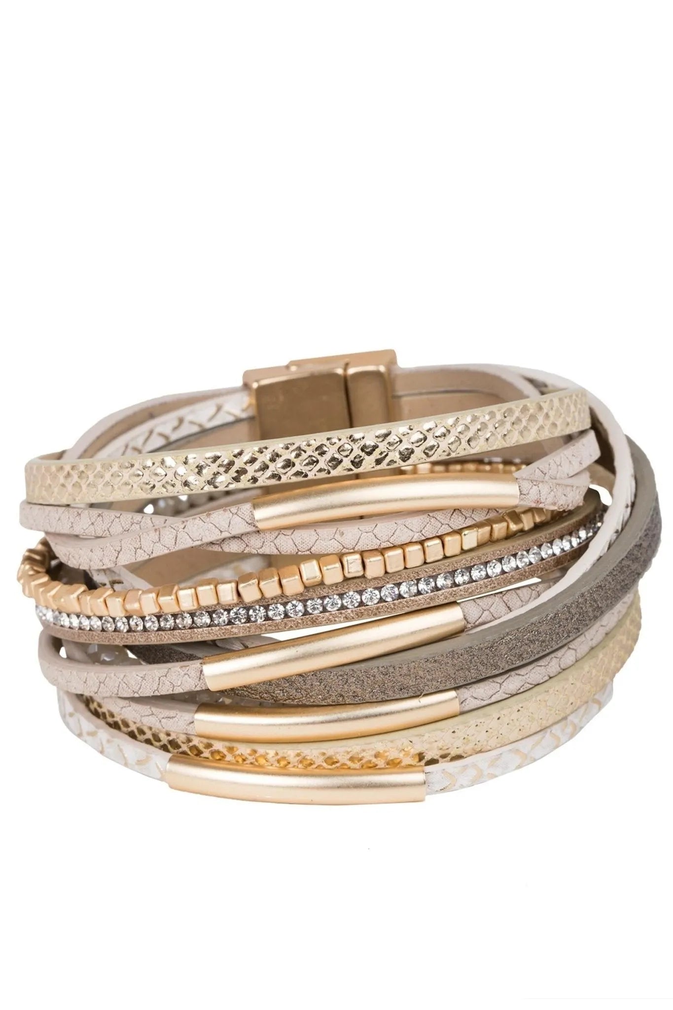 Glimmer Leather Bracelet - SAACHI - Blanched Almond - Bracelet