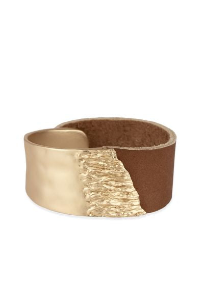 Leather Metal Statement Bracelet