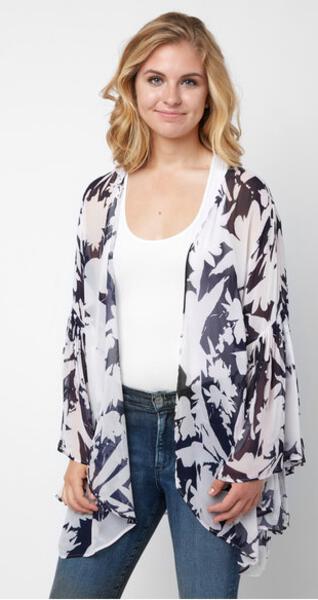 Dreamy Afternoon Flare Sleeve Floral Cocoon Kimono