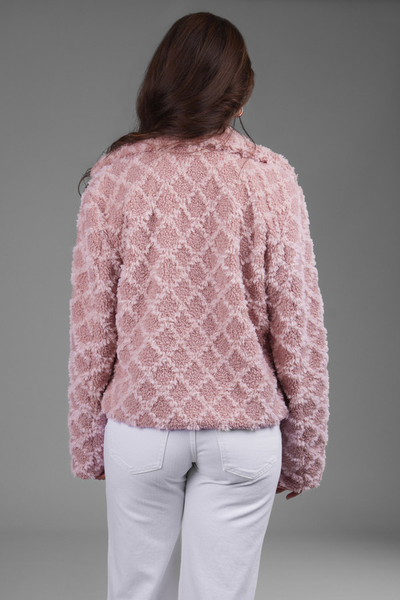 Diamond Patterned Collared Short Jacket