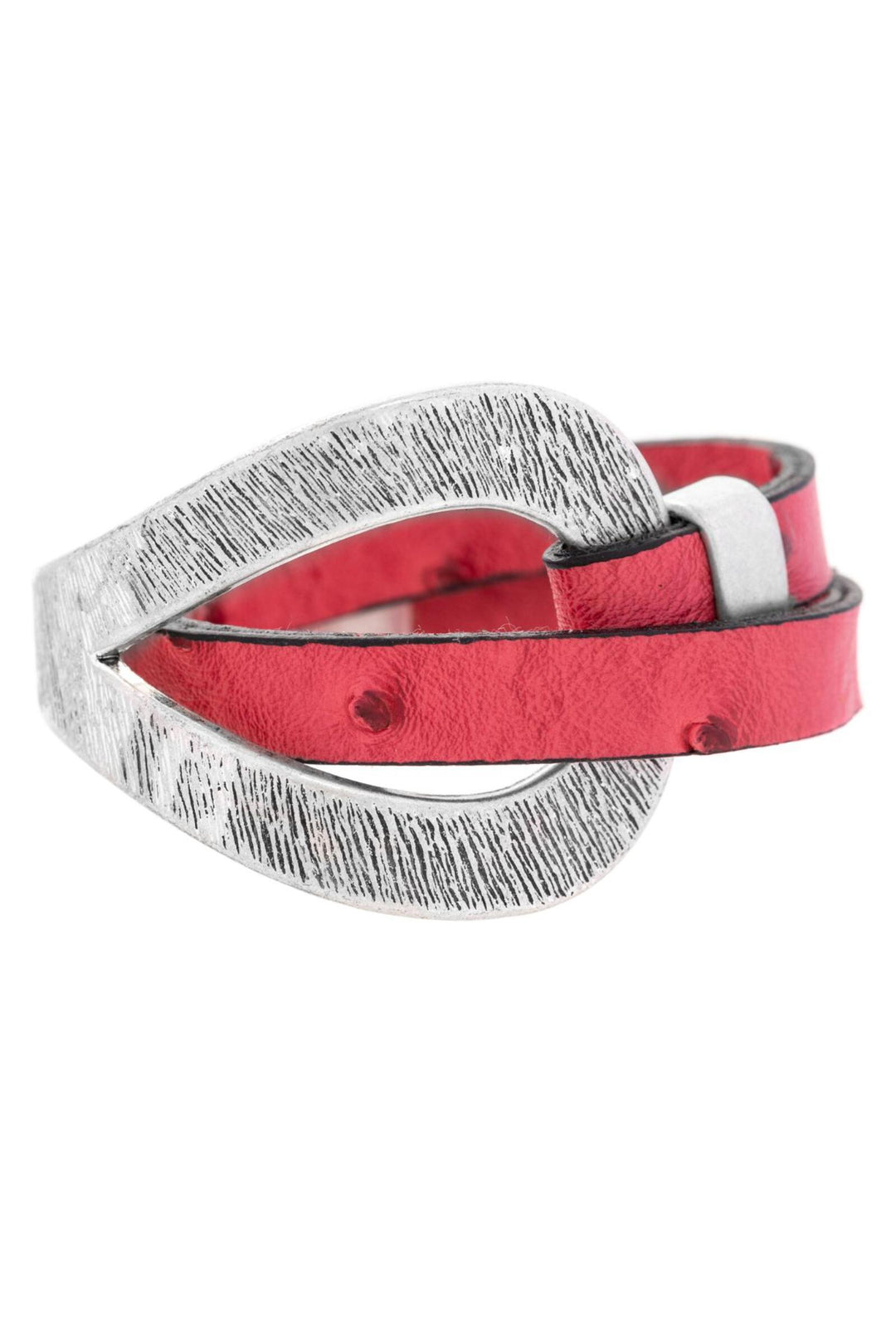 Hammered Double Wrap Leather Red