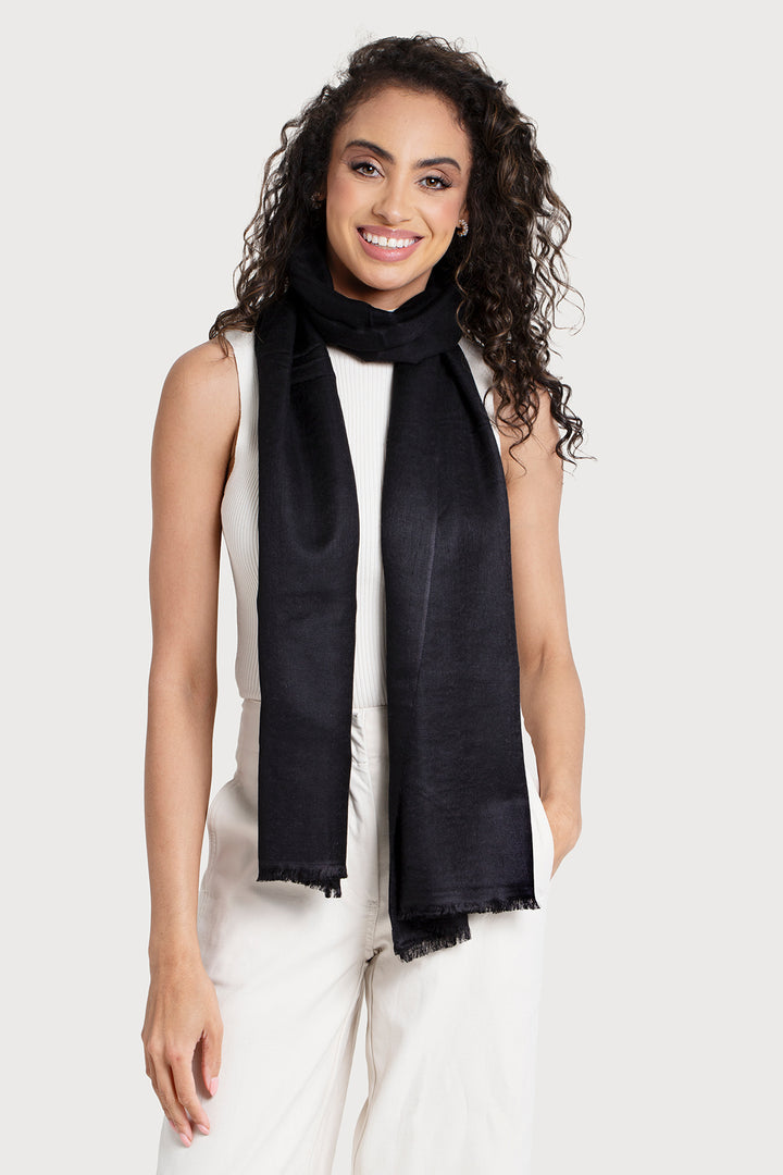 Cashmere Silk Scarf - SAACHI - Black - Scarf