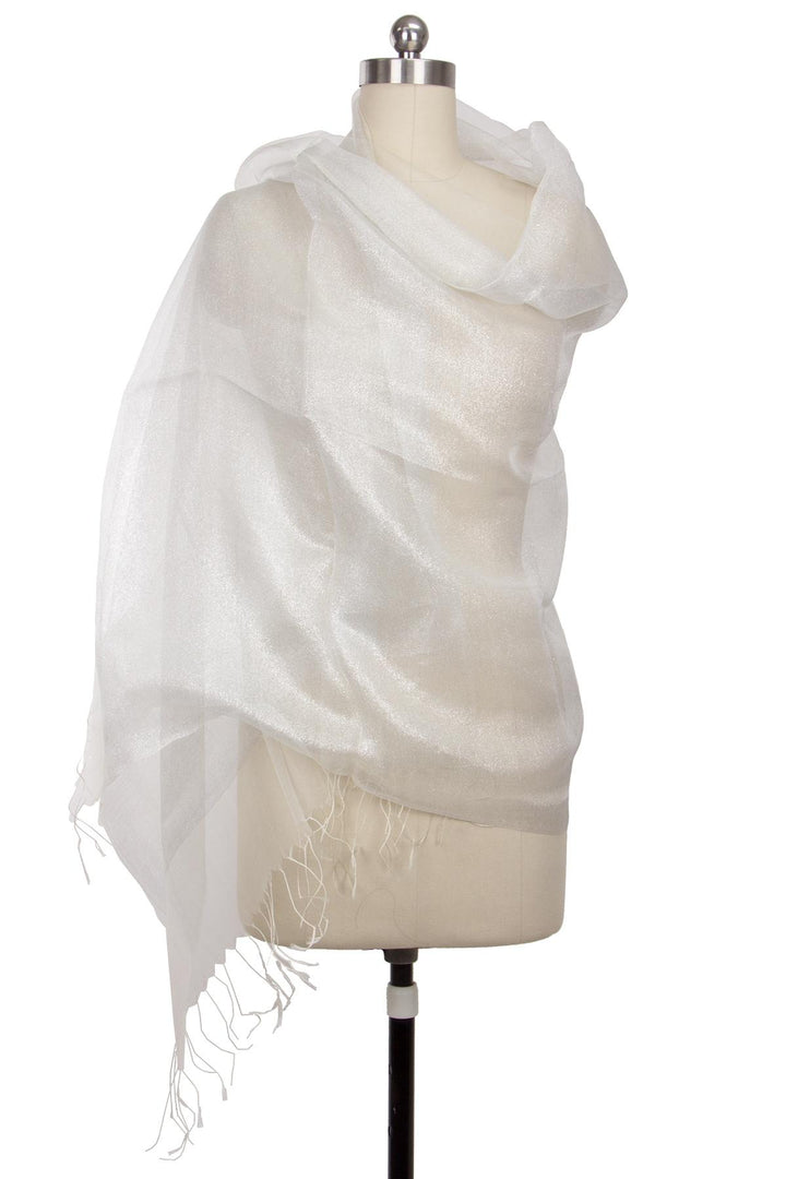 Glitzy Yet So Classy Silk Scarf White