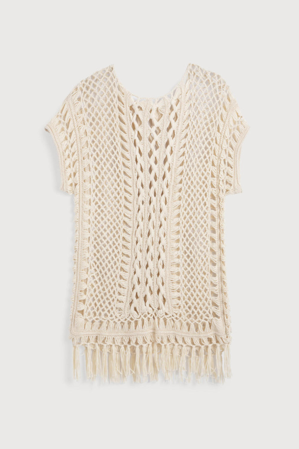 Bohemian Crochet Fringed Tunic Ivory