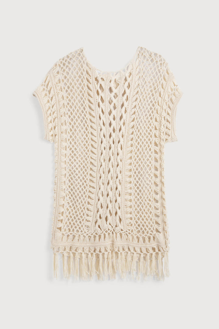 Bohemian Crochet Fringed Tunic Ivory