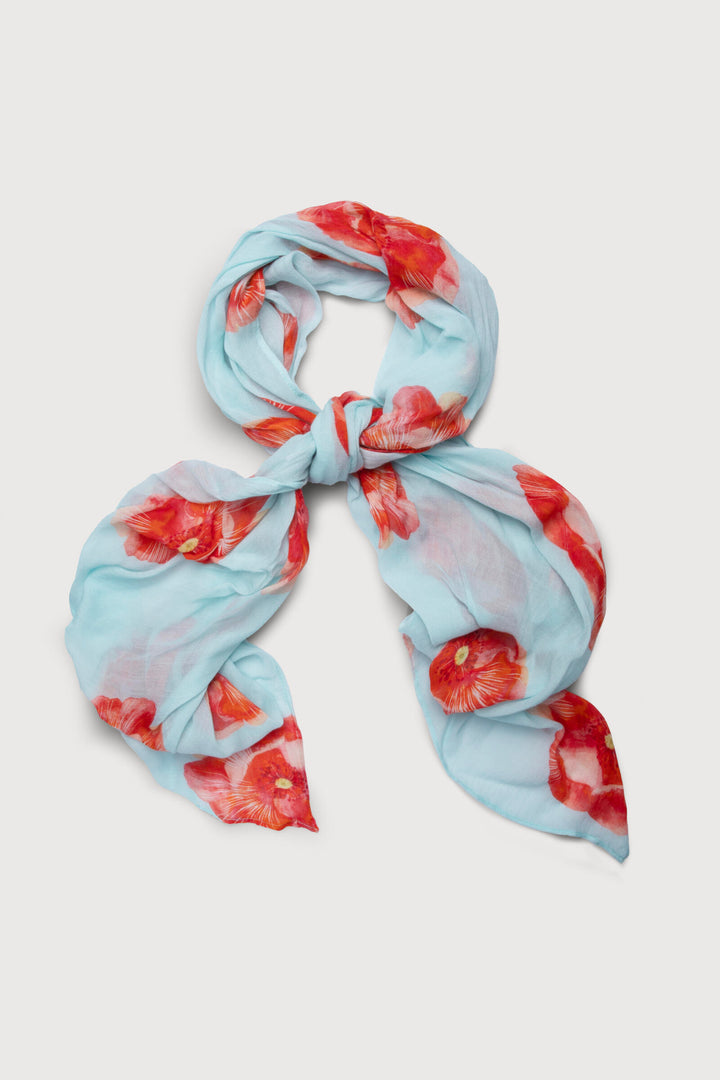 Peony Floral Wrap Light Cyan