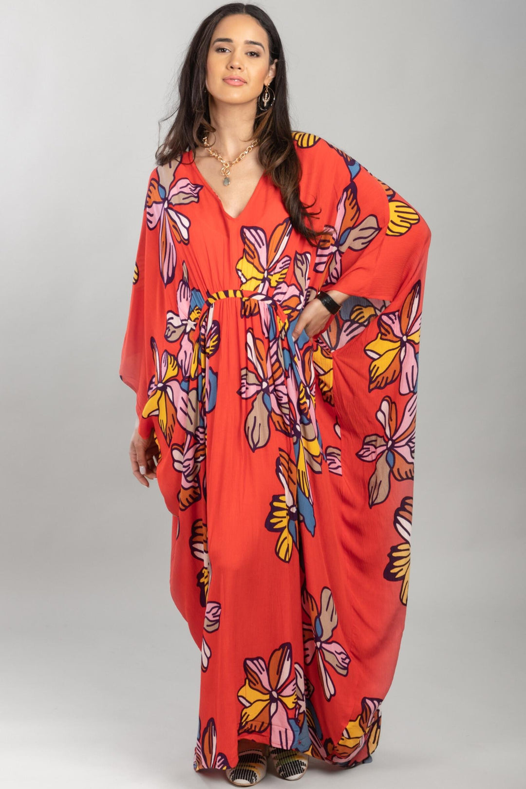 Tropical Sun Kaftan - SAACHI - Orange Red - Kaftan