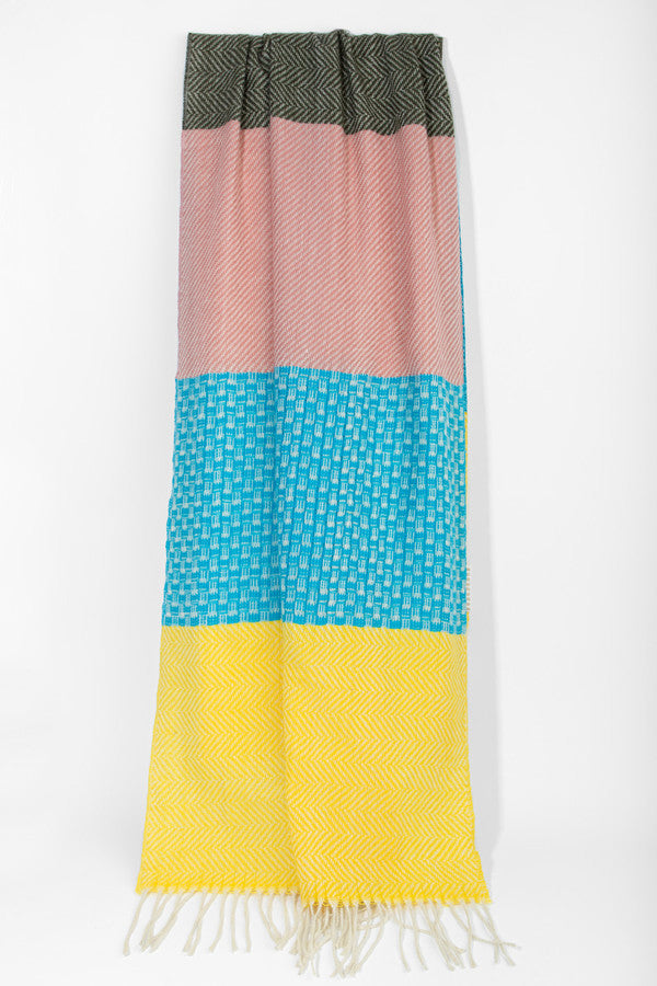 Multi Colored Printed Fringe Scarf Yellow