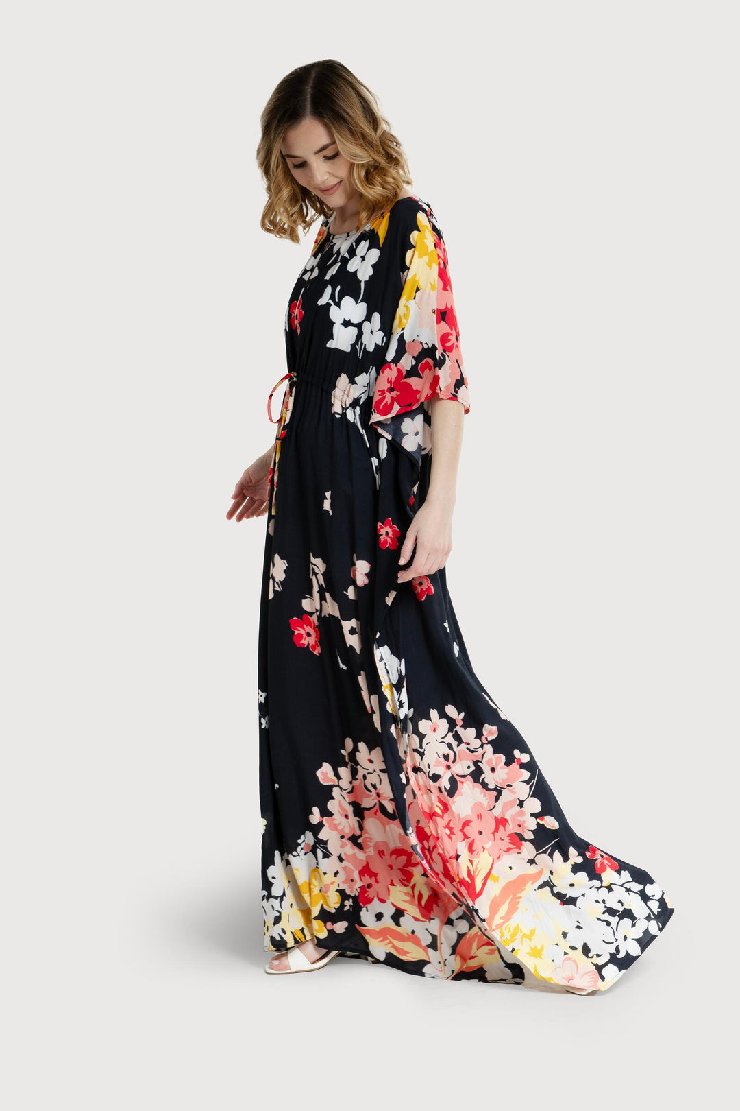 Aztec Floral Keyhole Kaftan Black Combo