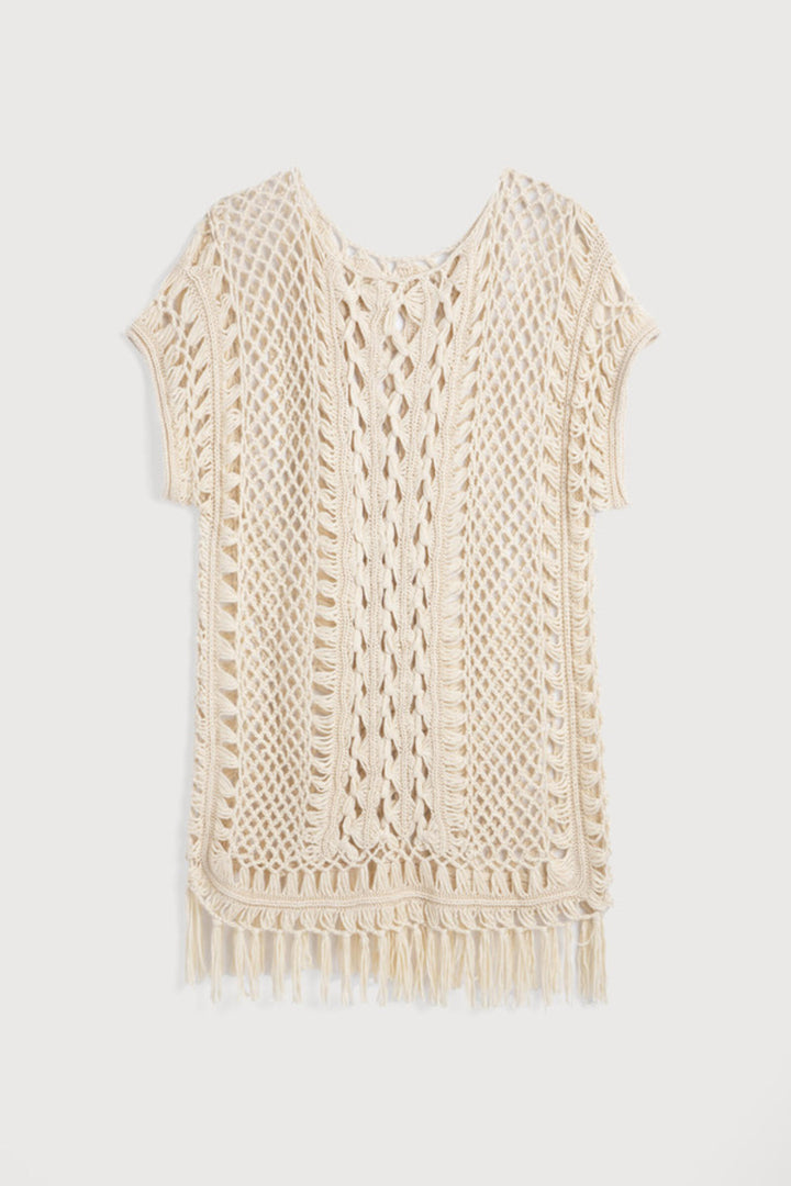 Bohemian Crochet Fringed Tunic Ivory