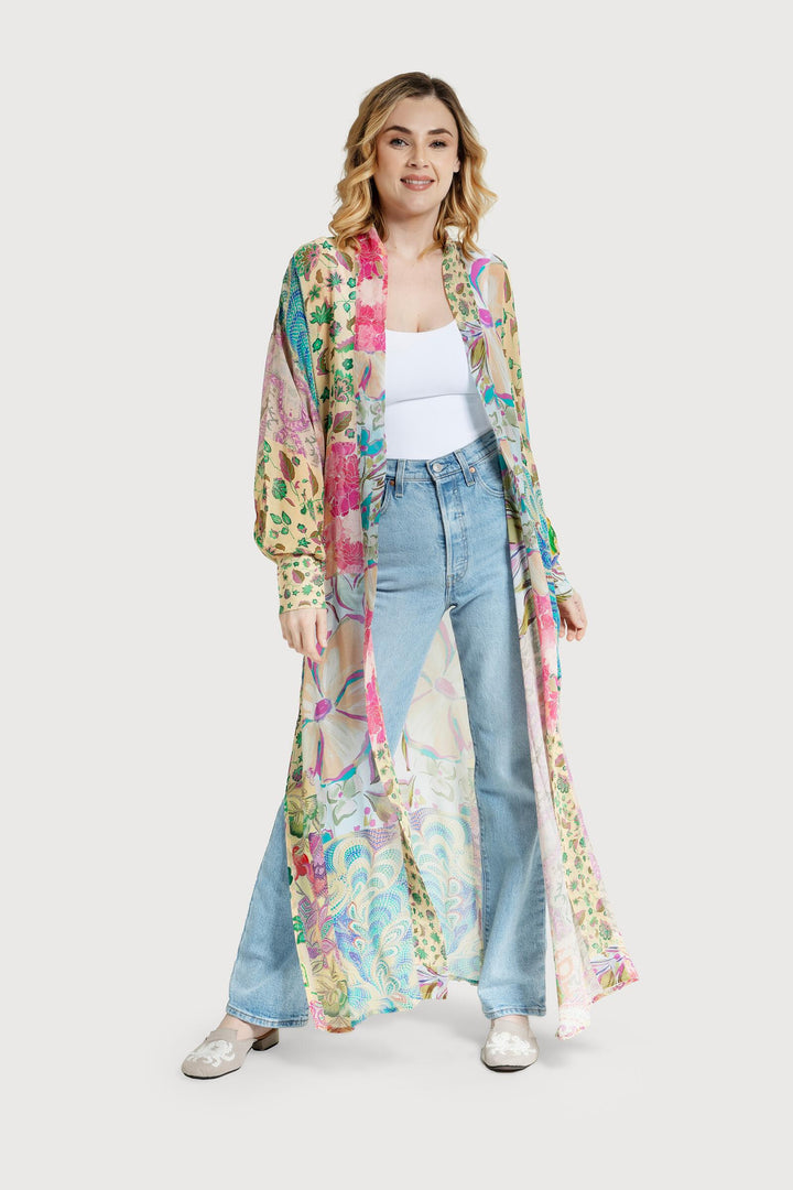 Spring Floral Patchwork Kimono Multi