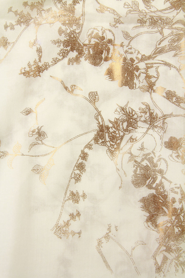 Gold Flake Floral Wool Scarf