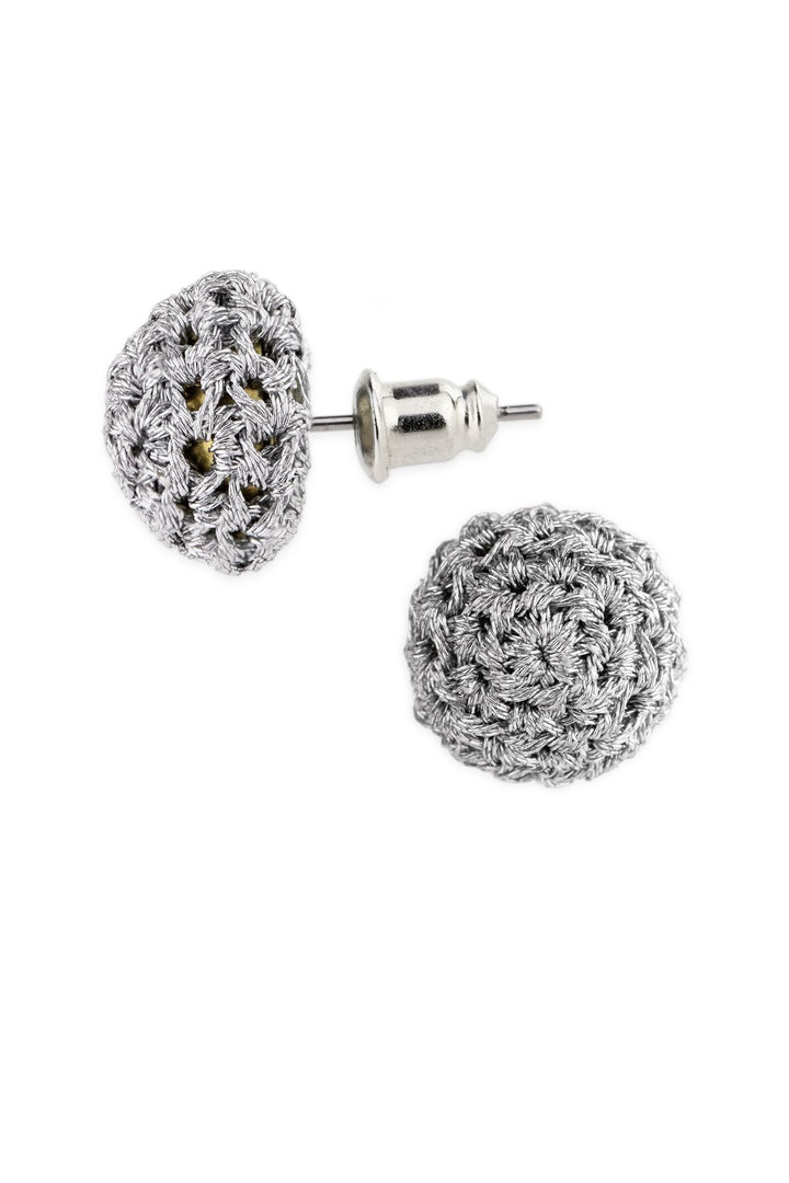 Metallic Crochet Stud Earring Silver