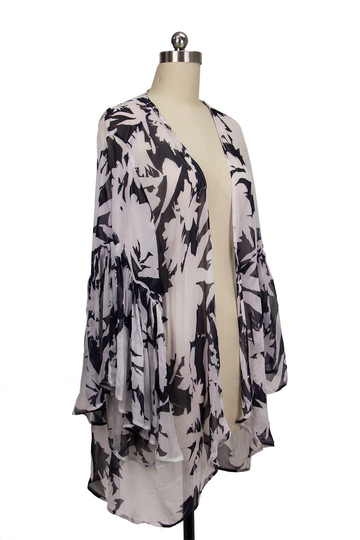 Dreamy Afternoon Flare Sleeve Floral Cocoon Kimono