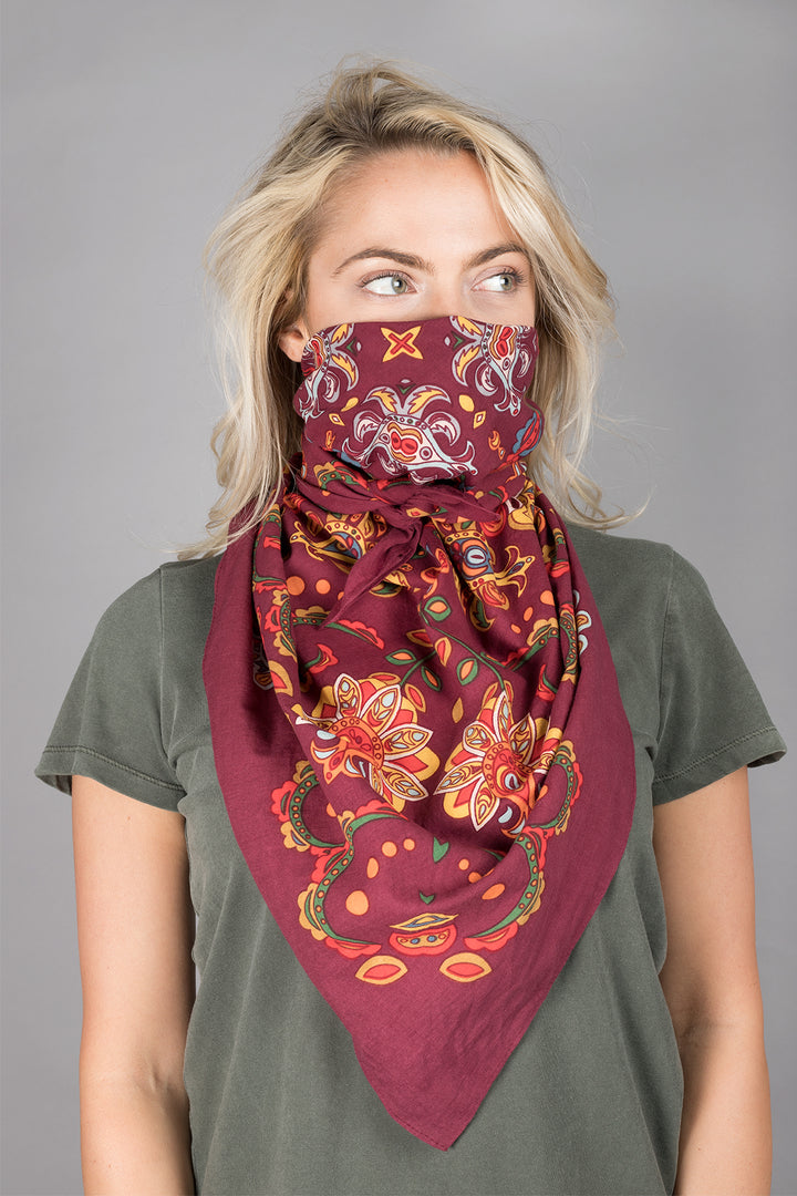 Oversized Cotton Bandana Maroon