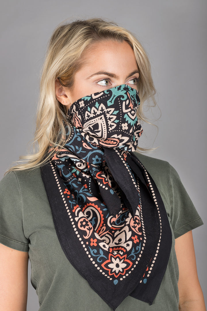 Oversized Cotton Bandana Black