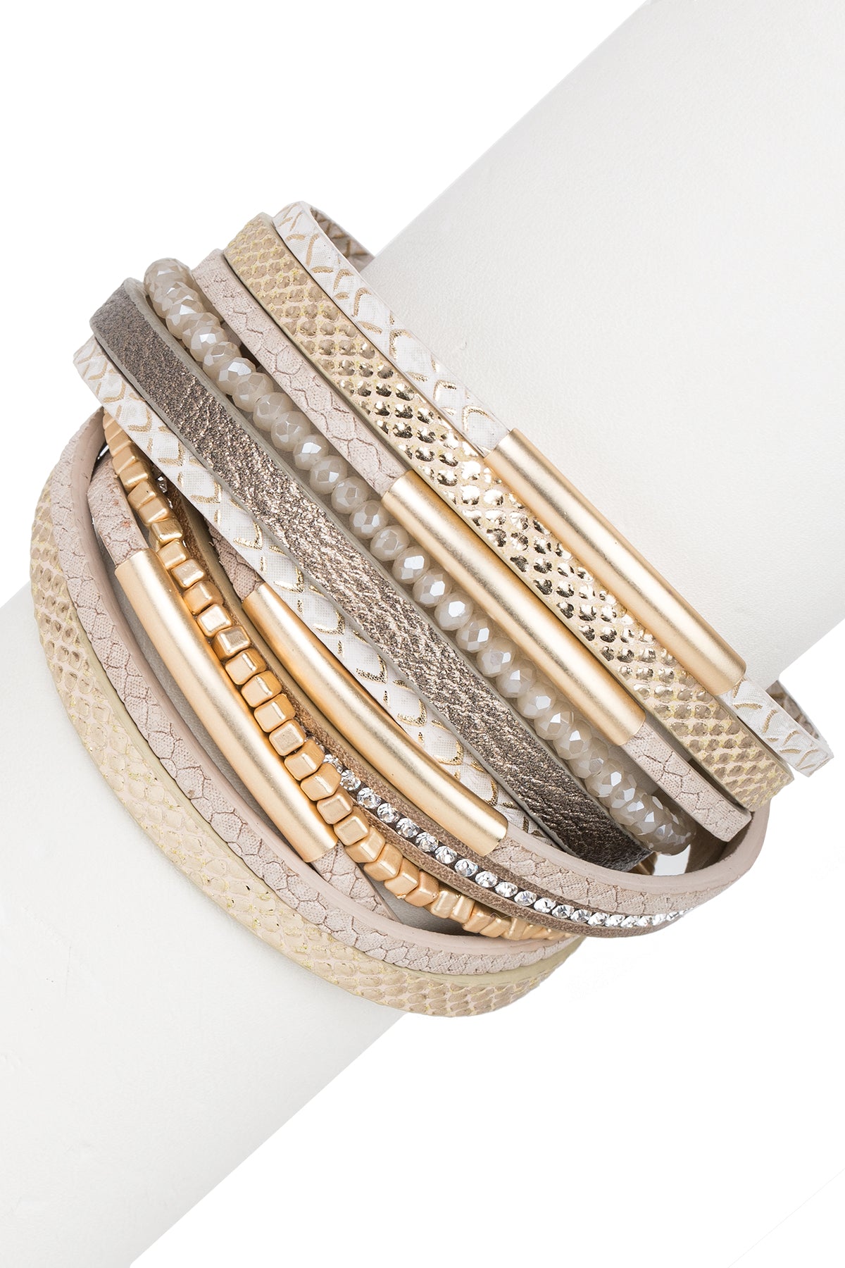 Glimmer Stackable Leather Bracelet with Crystals | Saachi – SAACHI