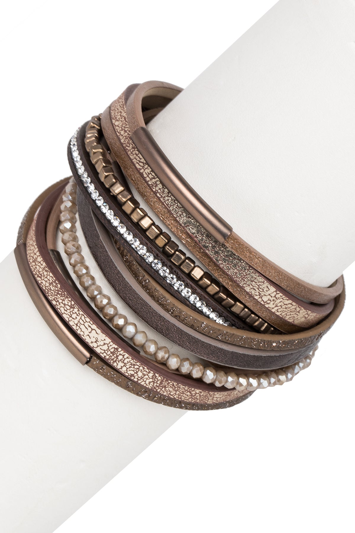Glimmer Stackable Leather Bracelet with Crystals | Saachi – SAACHI