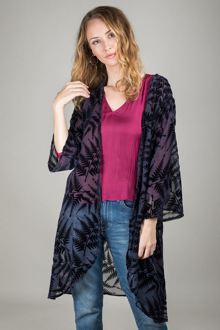 Velvet Sheer Botanical Kimono