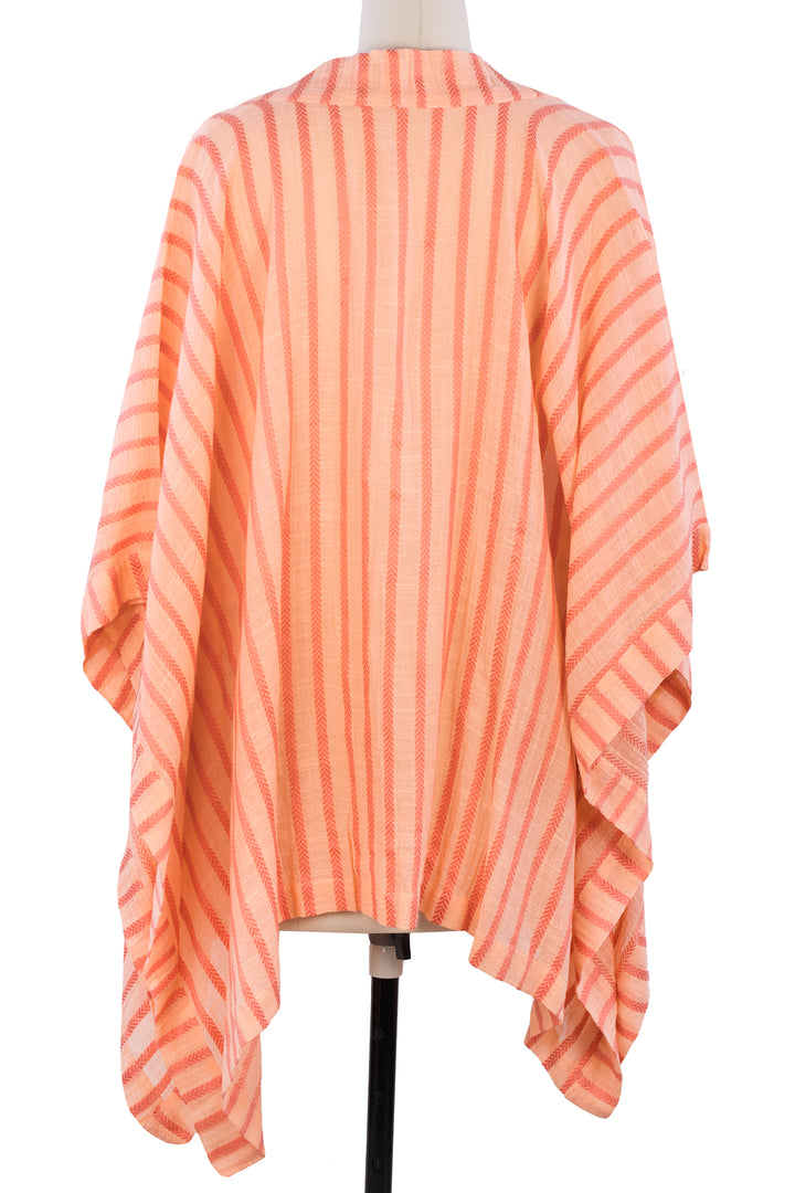 Bay Breeze Striped Kimono Coral