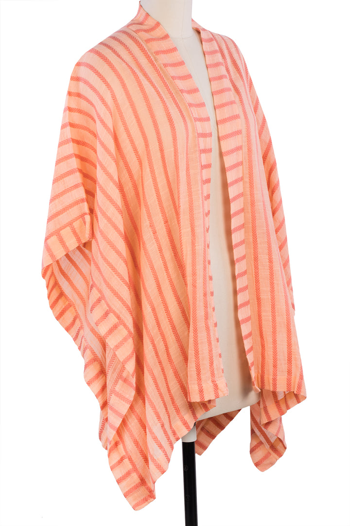 Bay Breeze Striped Kimono Coral