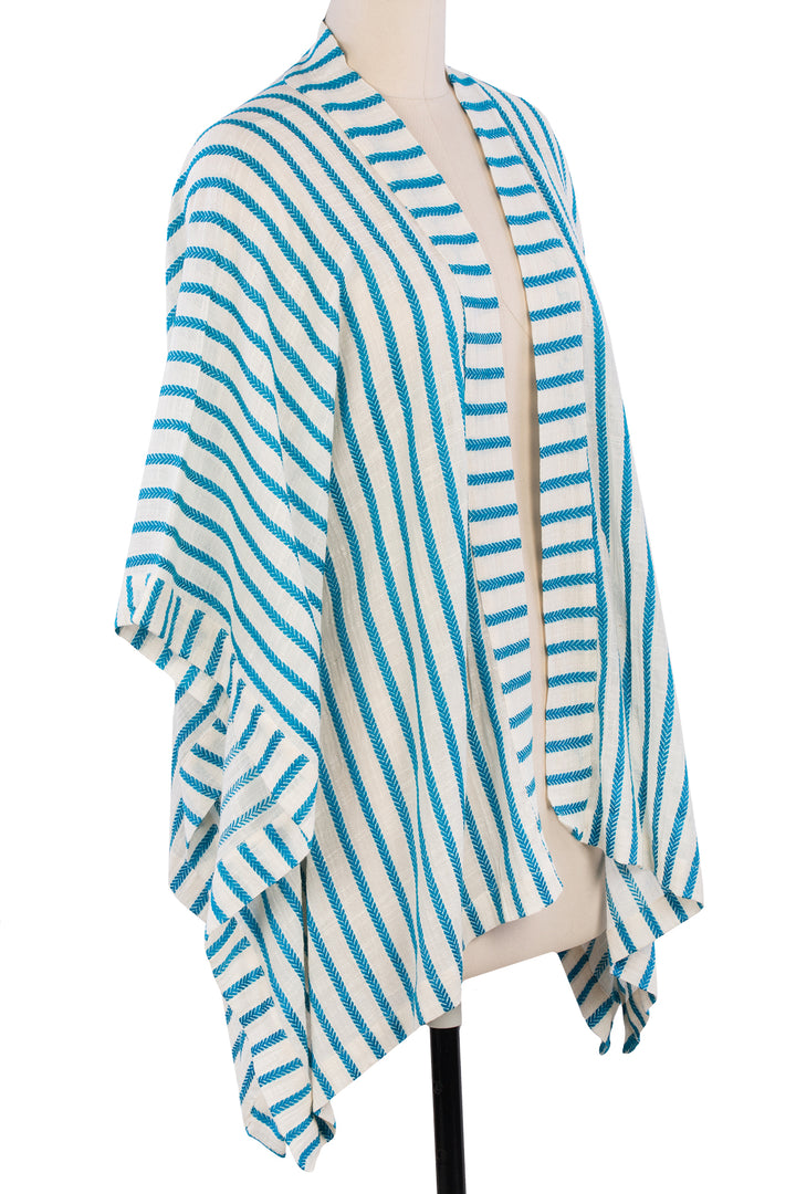 Bay Breeze Striped Kimono Turquoise