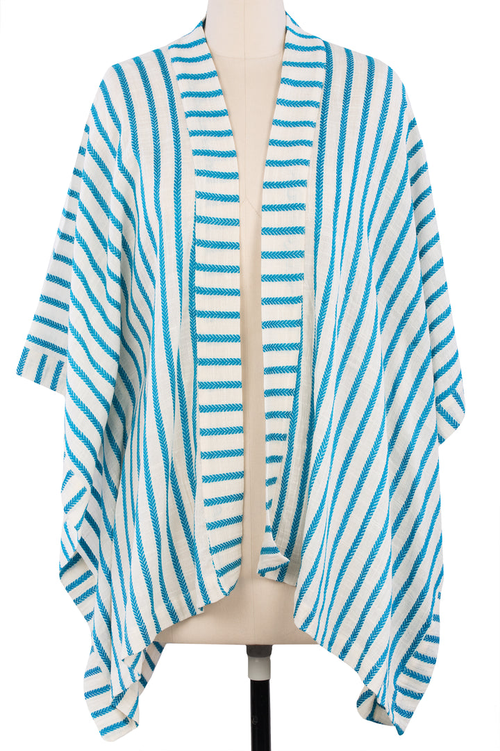 Bay Breeze Striped Kimono Turquoise