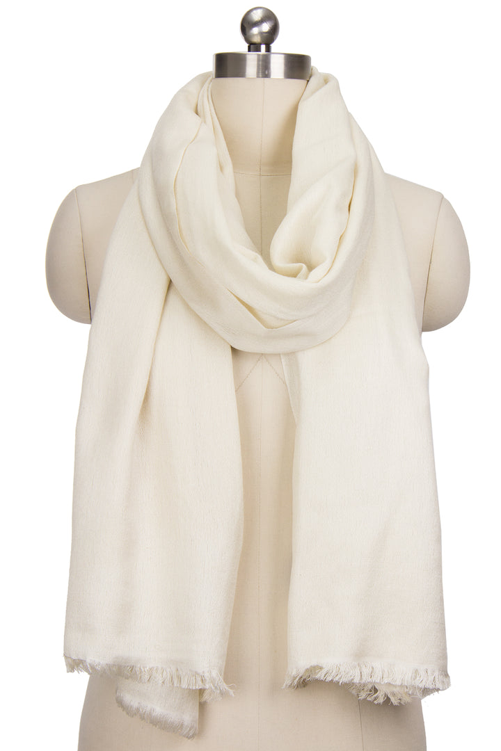 Cashmere Silk Scarf - SAACHI - Ivory - Scarf