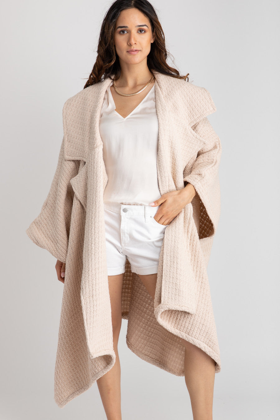 Comfy Oversized Waffle Knit Collared Jacket – SAACHI