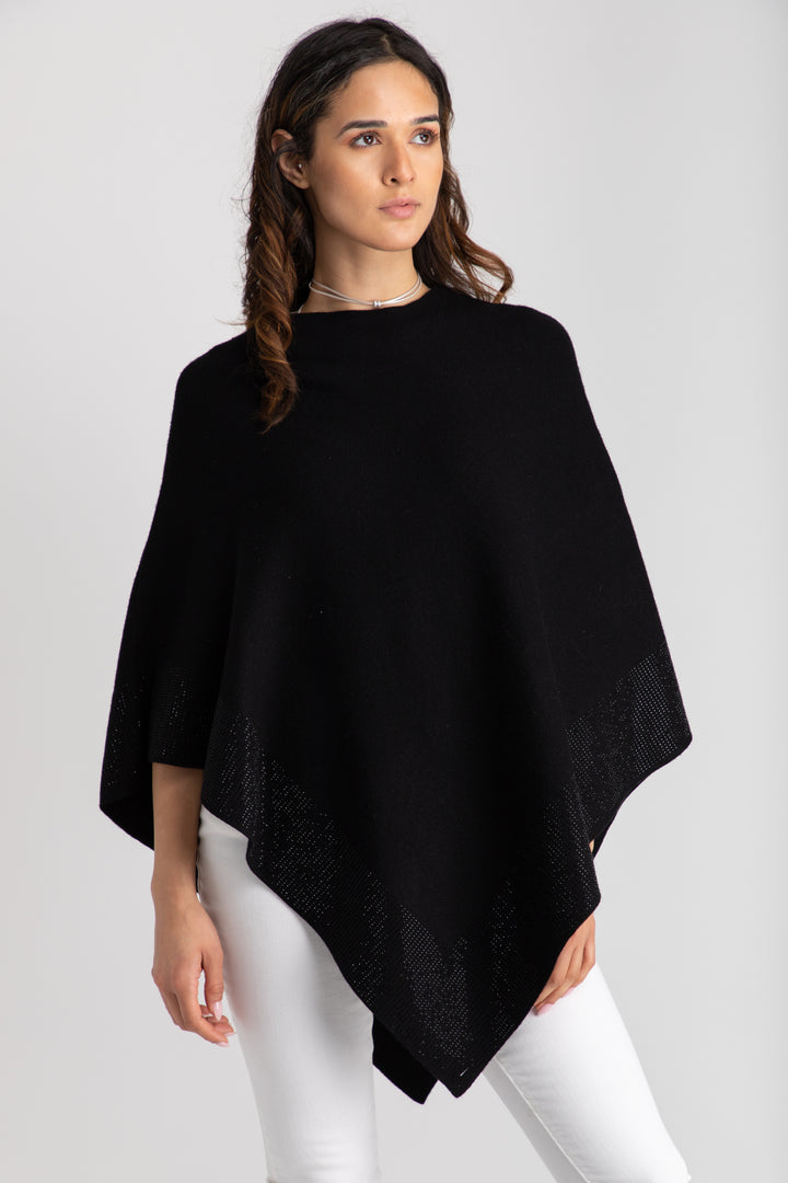 Rhinestone Border Poncho