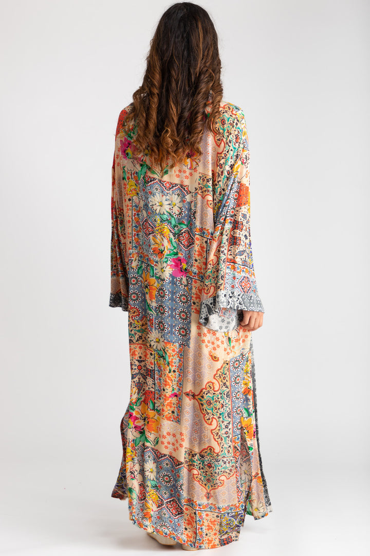 Mixed Floral Long Kimono Duster