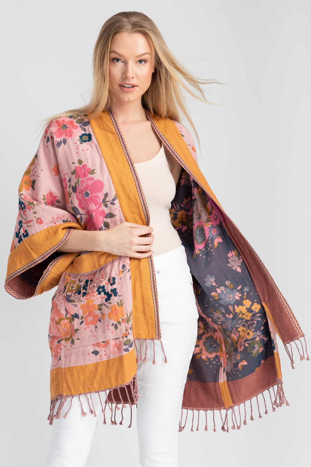 KIRKVILLE FLORAL KIMONO Pink