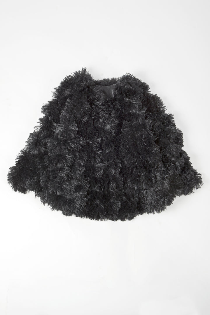 Faux Fur Capelet Tasseled Pattern