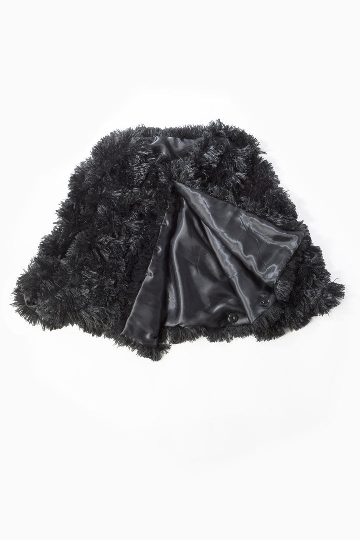 Faux Fur Capelet Tasseled Pattern