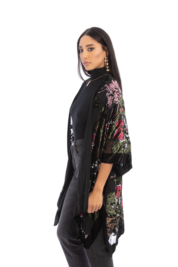 Black Velvet Kimono for Winter