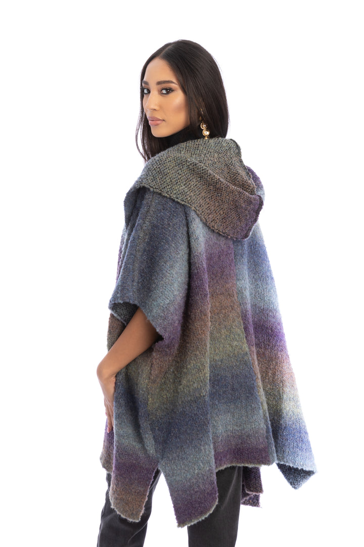 Hooded Kimono Multicolor Gradient