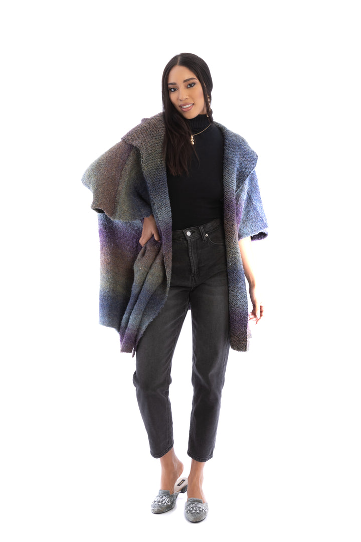 Hooded Kimono Multicolor Gradient