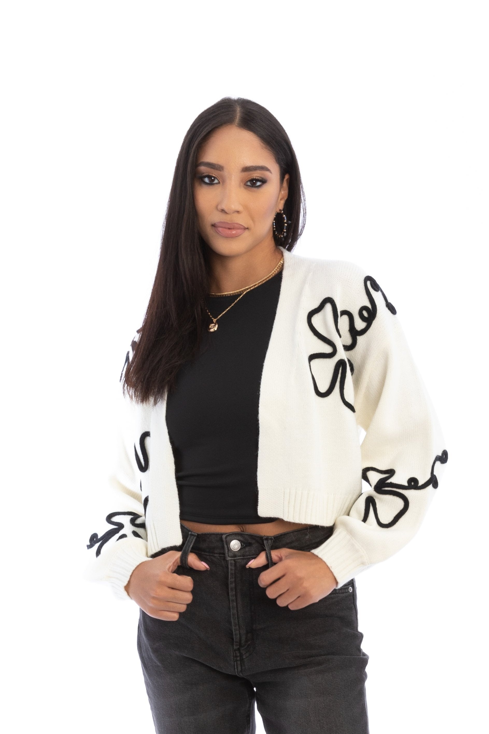 Cropped Floral Cardigan Squiggle – SAACHI