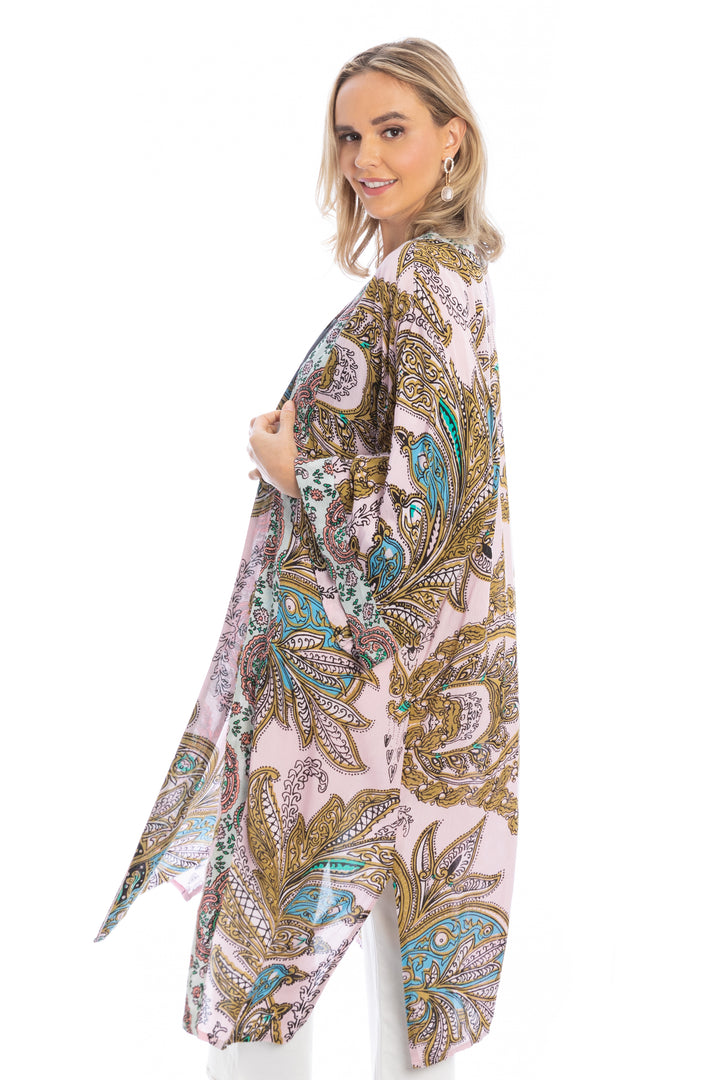 Multicolored Paisley Kimono Duster Long