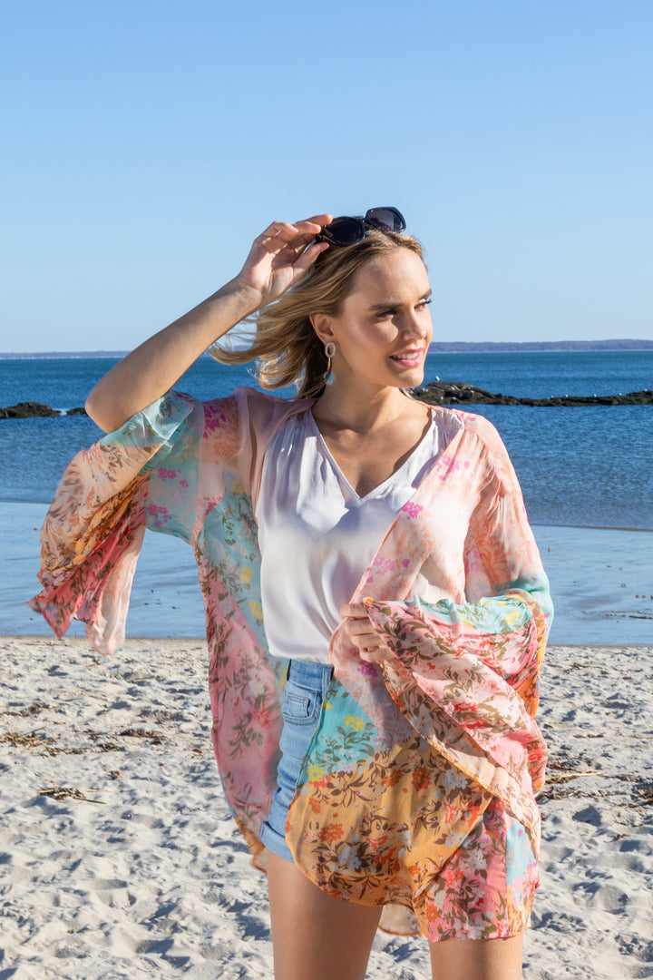 Mystical Garden Ruffle Sleeve Kimono