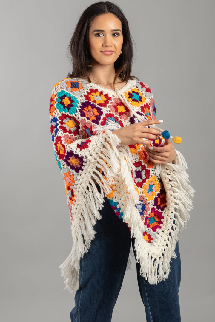 Crochet Fringe Sweater Poncho