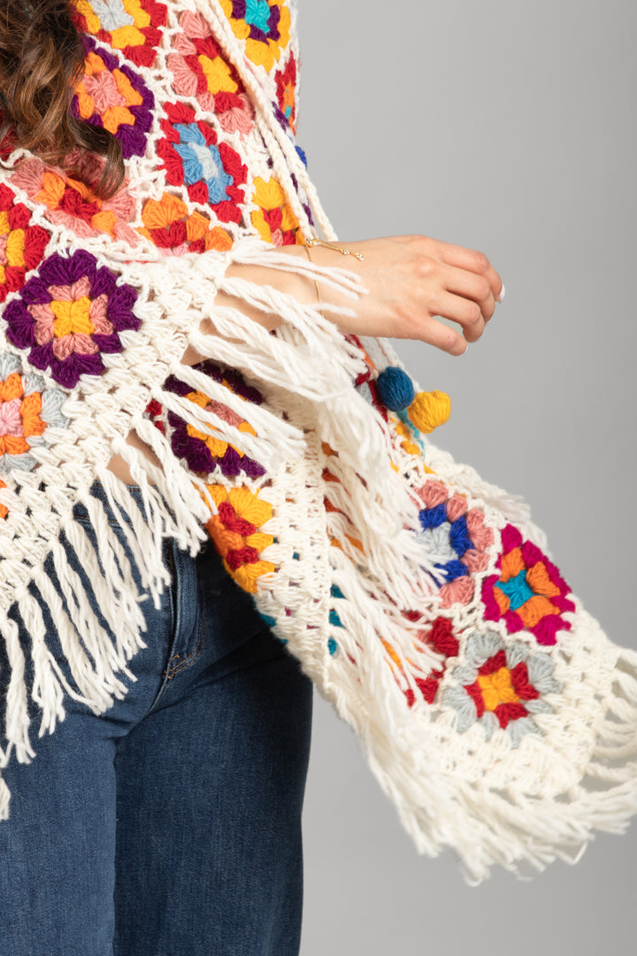 Crochet Fringe Sweater Poncho