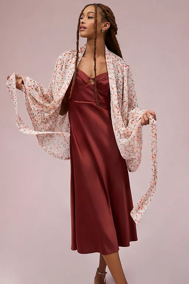 Tie Front Floral Kimono