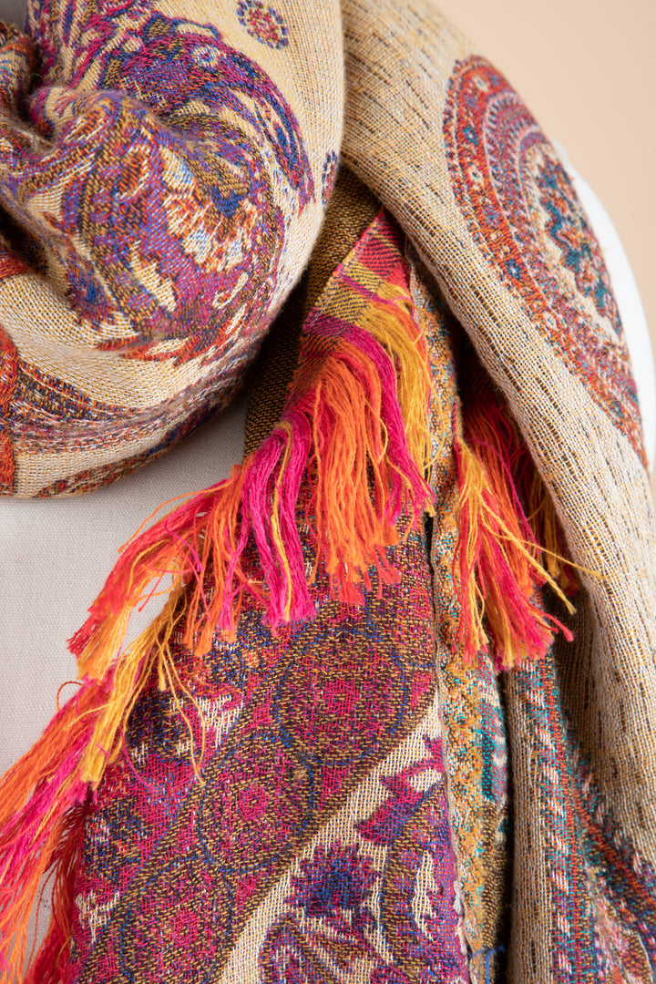 Floral Paisley Fringed Scarf