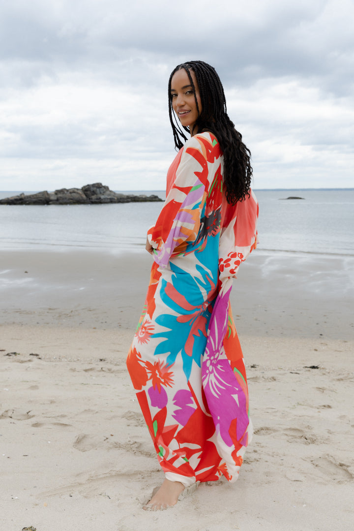 Multicolor Floral Kaftan Maxi